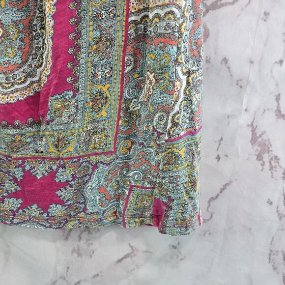 Anthropologie Top Womens Small Pink Blue Tank Off Shoulder Paisley Meadow Rue - Picture 4 of 9
